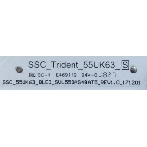 KIT DE LEDS PARA TV LG ORIGINAL 3 PIEZAS / NUMERO DE PARTE EAV63992901 / SSC_TRIDENT_55UK63 / SSC_55UK63_8LED_SVL550AS48AT5_REV1.0_171201 / SVL550AS48AT5 / 171201 / PANEL NC550DGG / MODELOS 55UK6300PUE / 55UK6300PU / 55UK6200PU / 55UN7000PU / 55UN7100PU